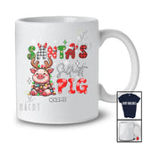 Personalized Custom Name Santa's Silliest Pig; Lovely Christmas Lights Plaid Farming Farmer T-Shirt