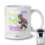 Personalized Custom Name We Don't Hide Crazy; Humorous Mardi Gras Beads Bigfoot Wearing Mask T-Shirt
