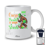 Personalized Custom Name We Don't Hide Crazy; Humorous St. Patrick's Day Bigfoot Holding Shamrock T-Shirt