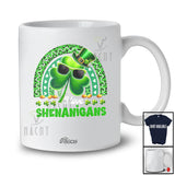 Personalized Custom Name I Love Shenanigans; Joyful St. Patrick's Day Shamrock Leopard Rainbow T-Shirt