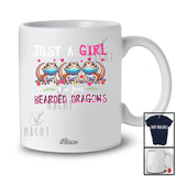 Personalized Custom Name Girl Who Loves Bearded Dragons; Adorable Plaid Flowers Animal Lover T-Shirt