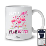 Personalized Custom Name Just A Girl Who Loves Flamingos; Adorable Plaid Flowers Animal Lover T-Shirt