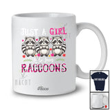 Personalized Custom Name Just A Girl Who Loves Raccoons; Adorable Plaid Flowers Animal Lover T-Shirt