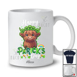 Personalized Custom Name Happy St. Patrick's Day; Lovely Highland Cow Shamrock; Animal Farmer T-Shirt