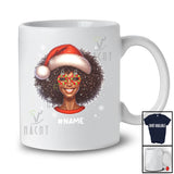 Personalized Custom Name African Girl Santa Sunglasses; Proud Christmas Santa Face; Black Afro T-Shirt