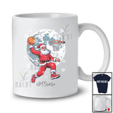 Personalized Santa Playing Basketball; Amusing Christmas Moon Custom Name Sport Player T-Shirt
