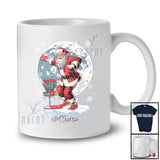 Personalized Santa Playing Disc Golf; Amusing Christmas Moon Custom Name Sport Player T-Shirt