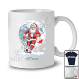 Personalized Santa Playing Footgolf; Amusing Christmas Moon Custom Name Sport Player T-Shirt
