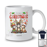 Personalized Custom Name Merry Christmas; Lovely X-mas Lights Three Donkey Farmer Farming T-Shirt