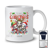 Personalized Custom Name Merry Christmas; Lovely X-mas Lights Three Elephant Animal Lover T-Shirt