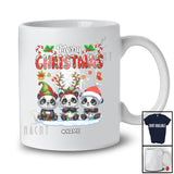 Personalized Custom Name Merry Christmas; Lovely X-mas Lights Three Panda Animal Lover T-Shirt