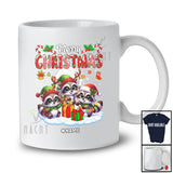 Personalized Custom Name Merry Christmas; Lovely X-mas Lights Three Raccoon Animal Lover T-Shirt