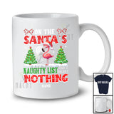 Personalized Custom Name On The Santa's Naughty List; Humorous Christmas Tree Flamingo Farmer T-Shirt