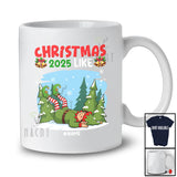 Personalized Custom Name Christmas 2025 Like; Humorous X-mas Elf Down Side Lazy; Family T-Shirt