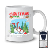 Personalized Custom Name Christmas 2025 Like; Humorous X-mas Snowman Down Side Lazy; Family T-Shirt