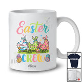 Personalized Custom Name Easter Crew; Lovely Three Flowers Chicken Bunny Eggs Hunting T-Shirt