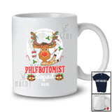 Personalized Custom Name Phlebotomist Squad; Proud Christmas Jobs Moon Reindeer; Family T-Shirt