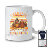 Personalized Custom Name Retro Thankful For My Great Family; Lovely Thanksgiving Turkey Family T-Shirt