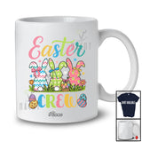 Personalized Custom Name Easter Crew; Lovely Three Flowers Bunny Eggs Hunting T-Shirt