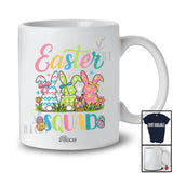 Personalized Custom Name Easter Squad; Lovely Three Flowers Bunny Eggs Hunting T-Shirt