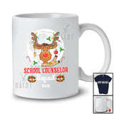 Personalized Custom Name School Counselor Squad; Proud Christmas Jobs Moon Reindeer; Family T-Shirt