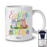 Personalized Custom Name Easter Crew; Lovely Three Flowers Cat Bunny Eggs Hunting T-Shirt