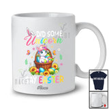 Personalized Custom Name Did Some Unicorn Say Easter; Lovely Unicorn In Eggs Basket Hunting T-Shirt