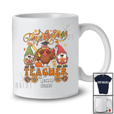 Personalized Custom Name Thanksgiving Teacher Team; Lovely Turkey Gnomes Proud Jobs Plaid T-Shirt