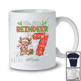 Personalized Custom Name This Little Reindeer Is 7; Joyful 7th Birthday Christmas Family Group T-Shirt