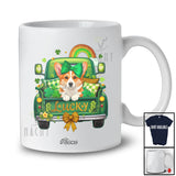 Personalized Custom Name Lucky; Adorable St. Patrick's Day Corgi Bow Tie On Pickup Truck T-Shirt