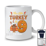 Personalized Custom Name This Little Turkey Is 9; Joyful 9th Birthday Thanksgiving Fall Family T-Shirt