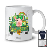 Personalized Custom Name Lucky; Adorable St. Patrick's Day Pig Bow Tie On Pickup Truck Farmer T-Shirt