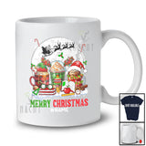 Personalized Custom Name Merry Christmas; Amazing X-mas Moon Coffee With School Tools Teacher T-Shirt