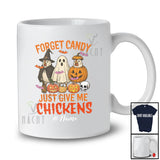 Personalized Custom Name Forget Candy Give Me Chickens; Lovely Halloween Three Chickens Farmer T-Shirt