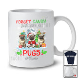 Personalized Custom Name Forget Candy Give Me Pugs; Lovely Christmas Three Pugs Santa Elf T-Shirt