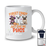 Personalized Custom Name Forget Candy Give Me Pugs; Lovely Halloween Three Pugs Boo Witch T-Shirt