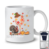Personalized Custom Name Glass Of Wine Shape Fall Leaf; Awesome Thanksgiving Turkey Drinking T-Shirt