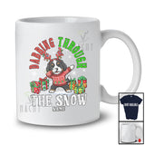 Personalized Custom Name Dabbing Through The Snow; Cheerful Christmas Reindeer Bernedoodles Owner T-Shirt