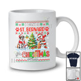 Personalized Custom Name I Want A St. Bernard For Christmas; Cheerful Sweater Dabbing Santa T-Shirt