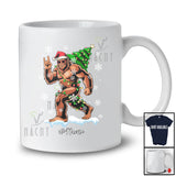 Personalized Custom Name Santa Bigfoot With Christmas Tree; Humorous Christmas Lights Family T-Shirt