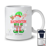 Personalized Custom Name The Badminton Elf; Awesome Christmas Elf Candy Cane; Sport Player T-Shirt