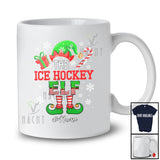 Personalized Custom Name The Ice Hockey Elf; Awesome Christmas Elf Candy Cane; Sport Player T-Shirt