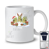Personalized Custom Name Three Santa Elf Turtle; Amusing Christmas Moon Snowing Animal T-Shirt