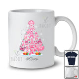 Personalized Custom Name Breast Cancer Pink Ribbon Christmas Tree; Lovely X-mas Family T-Shirt