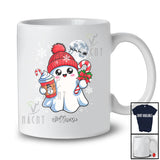 Personalized Custom Name Ghost Boo Holding Candy Cane; Humorous Christmas Moon; Snow Family T-Shirt