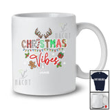 Personalized Custom Name Christmas Vibes; Lovely Lights Reindeer Gingerbread Leopard Plaid T-Shirt