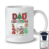 Personalized Custom Name Dad Christmas Squad 2026; Joyful Leopard Plaid Santa Face Family T-Shirt