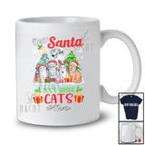 Personalized Custom Name Santa Just Bring Cats; Joyful Christmas Moon Trees Four Animals T-Shirt