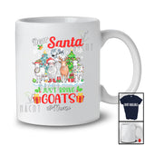 Personalized Custom Name Santa Just Bring Goats; Joyful Christmas Moon Trees Four Animals T-Shirt