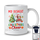 Personalized Custom Name Beagle Is My Christmas Cheer; Lovely Plaid Tree Lights Santa T-Shirt